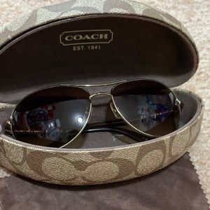 COACH S567 AVIATOR GOLD BROWN SUNGLASSES AUTHENTIC